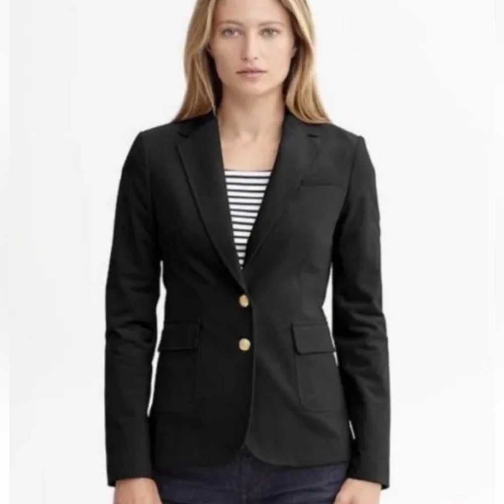 Banana Republic Equestrian Jacket Blazer Womens Sz 8 Petite NEW Black - Picture 1 of 12